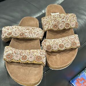 ROAN by Bed Stu Women's Jury Tan Multi Bead Sandals